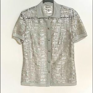 Escada silver short sleeved blouse